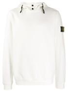 Stone Island Logo Drawstring Hoodie - White