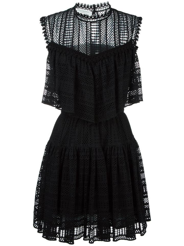 Philosophy Di Lorenzo Serafini Ruffled Macramé Dress, Women's, Size: 42, Black, Cotton/polyamide