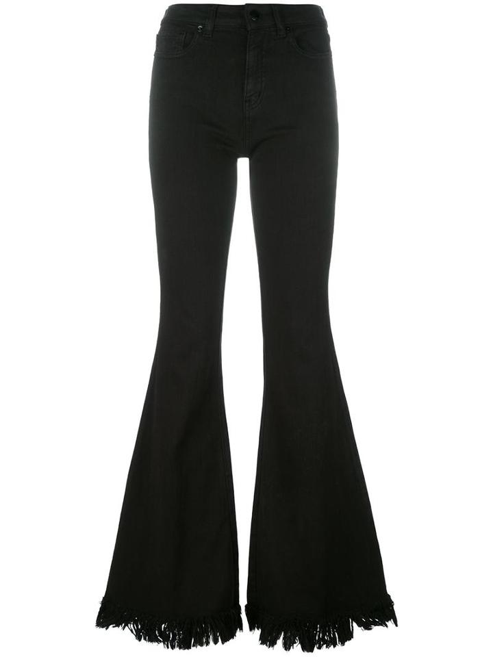 Love Moschino Frayed Flared Trousers, Women's, Size: 28, Black, Cotton/spandex/elastane