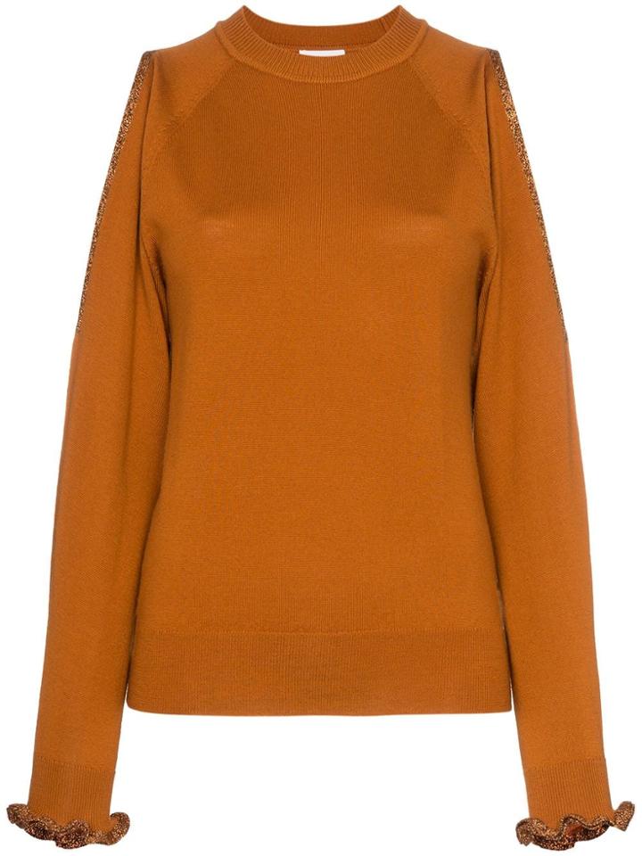 See By Chloé Cut Out Shoulder Wool Jumper - Orange