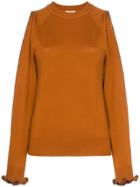 See By Chloé Cut Out Shoulder Wool Jumper - Orange