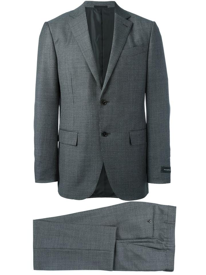 Ermenegildo Zegna Mirco Houndstooth Suit, Men's, Size: 52, Grey, Cupro/wool