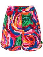 Manish Arora Rose Pattern Sequinned Shorts - Multicolour