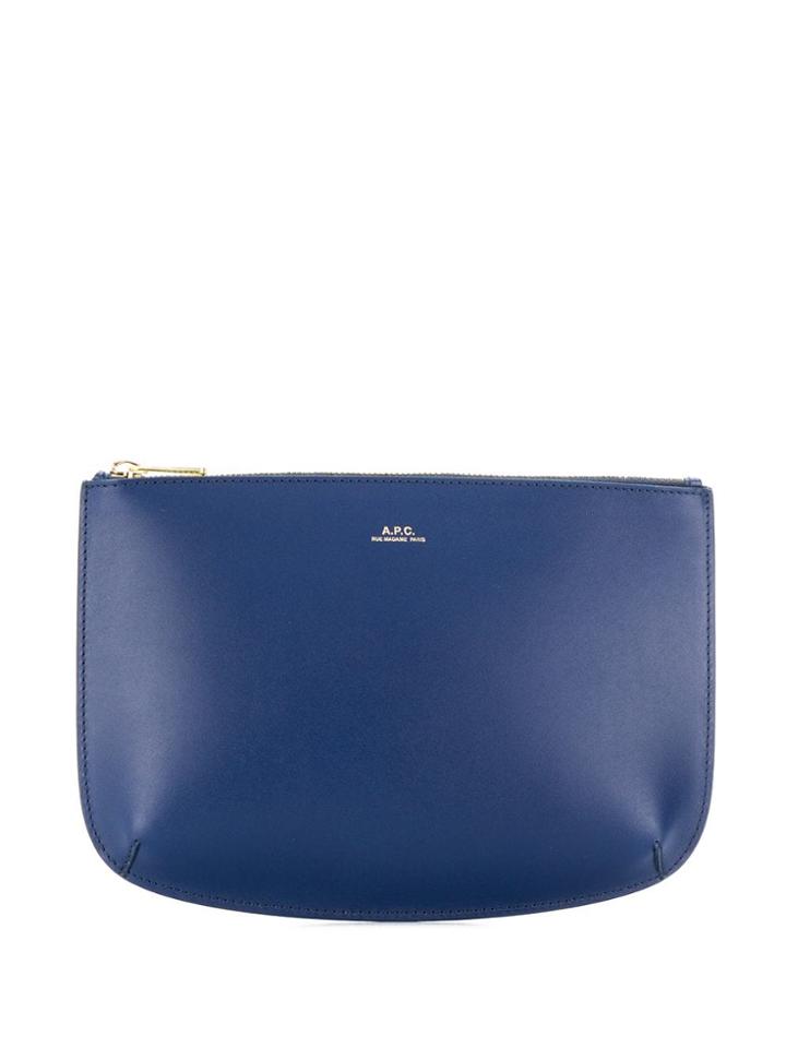 A.p.c. Printed Logo Clutch Bag - Blue