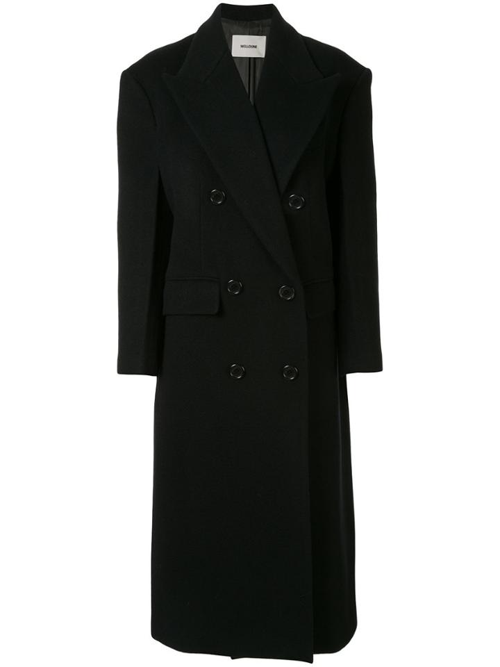 We11done Oversized Double Breasted Coat - Black