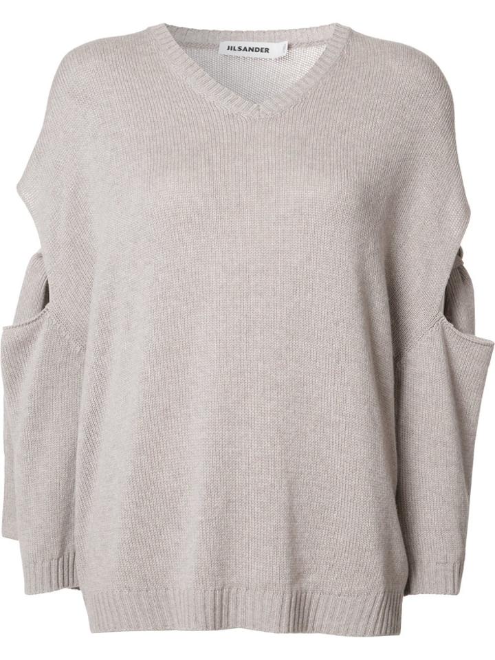 Jil Sander Cut-off Detailing Jumper - Nude & Neutrals
