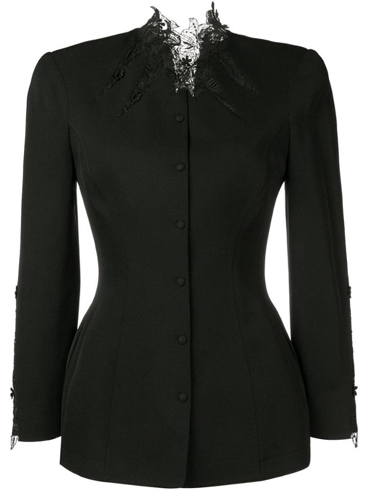 Thierry Mugler Vintage 1980's Lace Insert Jacket - Black