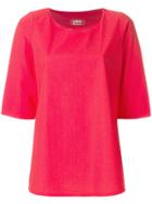 Labo Art Cropped Sleeves Blouse - Red