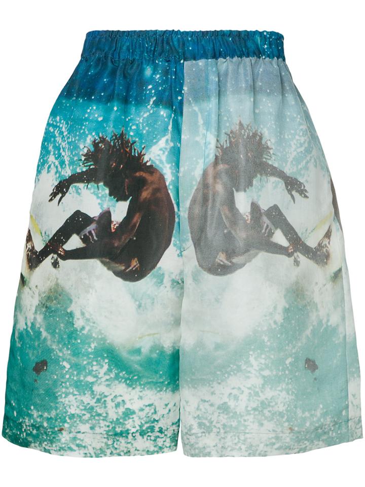 Ex Infinitas Surf Print Shorts - Blue