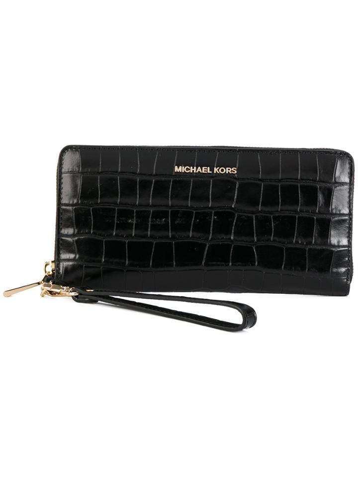 Michael Michael Kors Crocodile Effect Wallet - Black