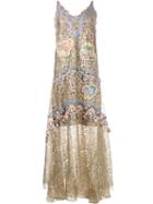 Peter Pilotto - Embroidered Dress - Women - Silk/polyamide/polyester - 6, Women's, Grey, Silk/polyamide/polyester