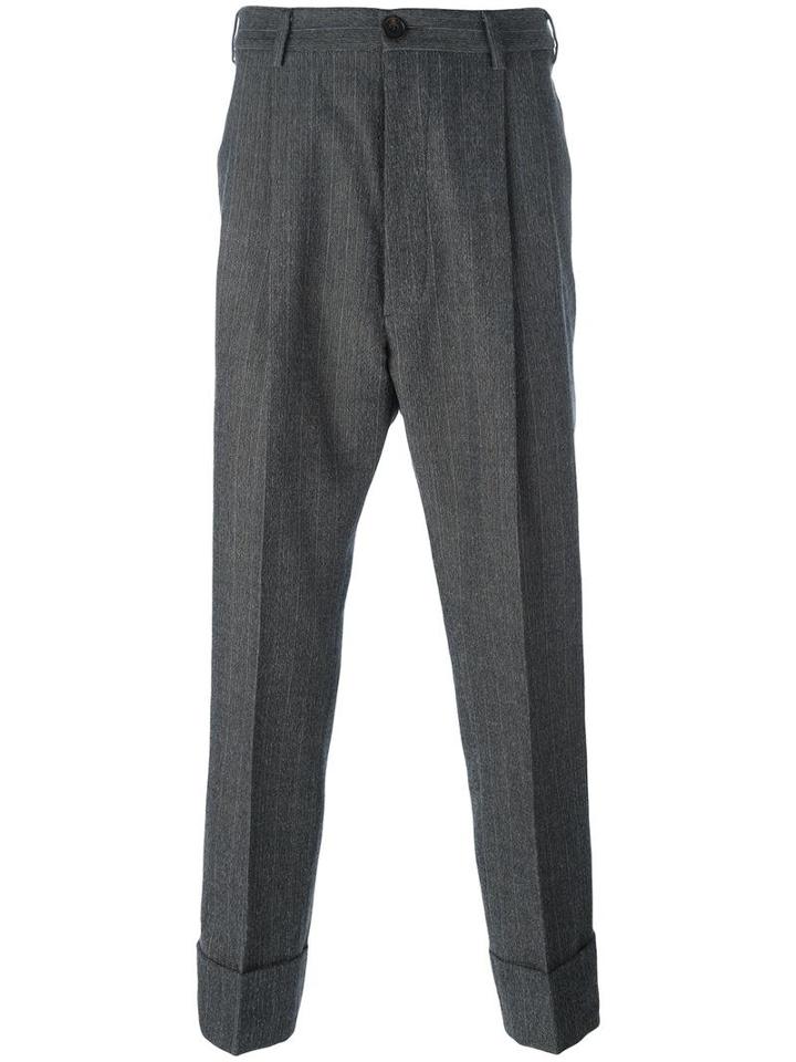Vivienne Westwood Man Tapered Slim Fit Trousers, Men's, Size: 50, Grey, Cotton/viscose/virgin Wool