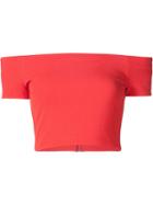 Alice+olivia Off-shoulder Cropped Knit Top, Women's, Size: 8, Red, Viscose/nylon/spandex/elastane