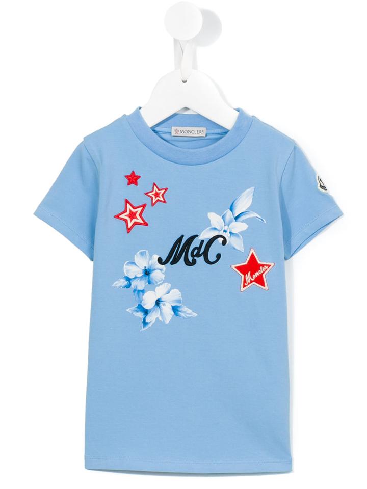 Moncler Kids Logo Print T-shirt, Girl's, Size: 6 Yrs, Blue