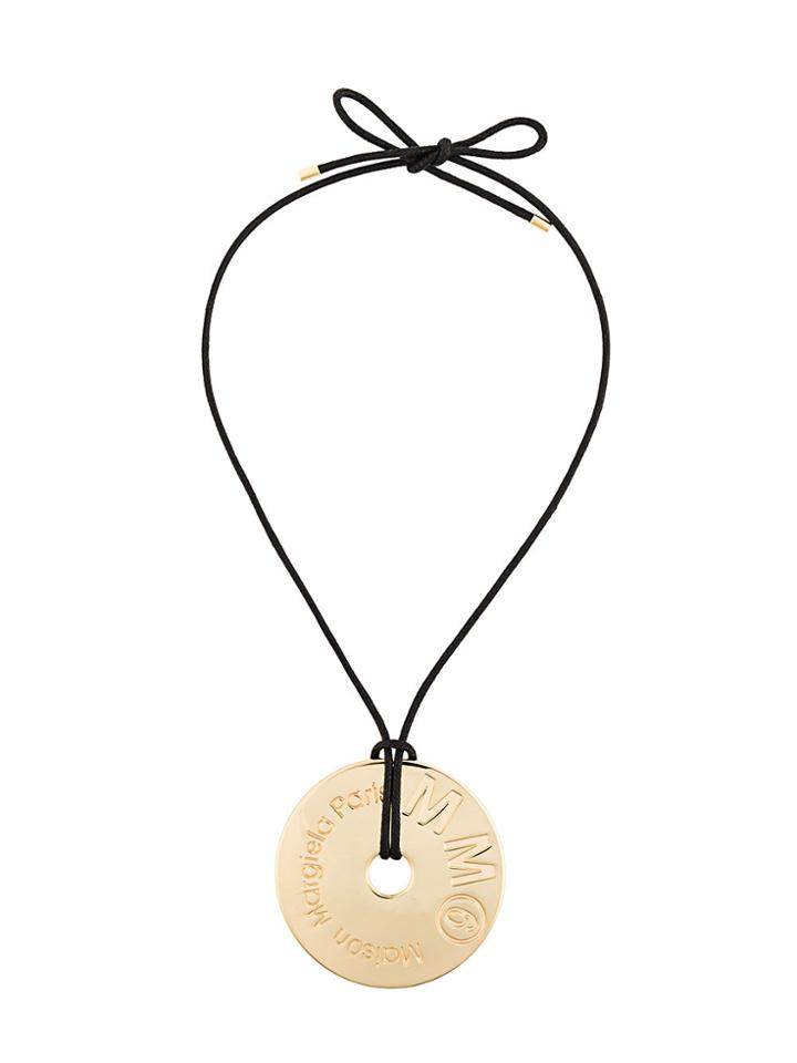 Mm6 Maison Margiela Oversized Round Pendant Necklace - Metallic