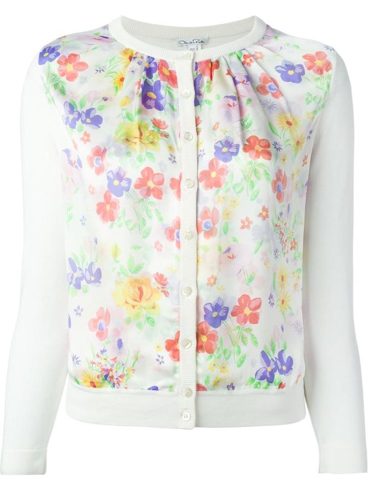 Oscar De La Renta Floral Print Panel Cardigan