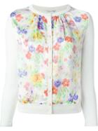 Oscar De La Renta Floral Print Panel Cardigan