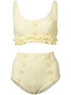 Lisa Marie Fernandez Button-embellished Bikini Set - Yellow & Orange