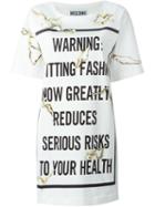 Moschino Fashion Kills T-shirt Dress, Women's, Size: 48, White, Rayon/other Fibers