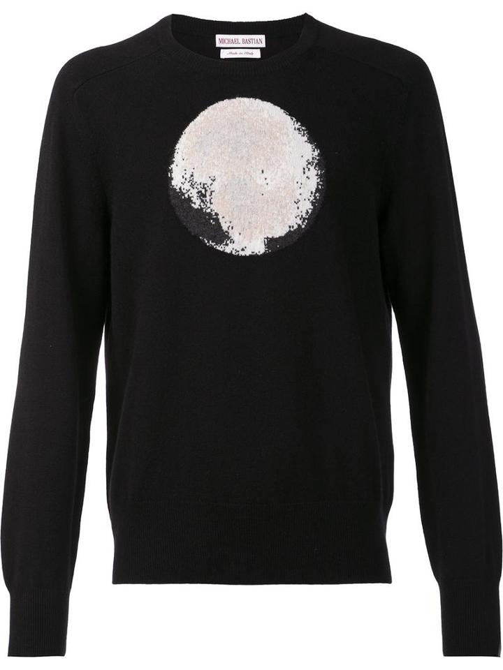 Michael Bastian Moon Print Jumper, Men's, Size: 52, Black, Cashmere