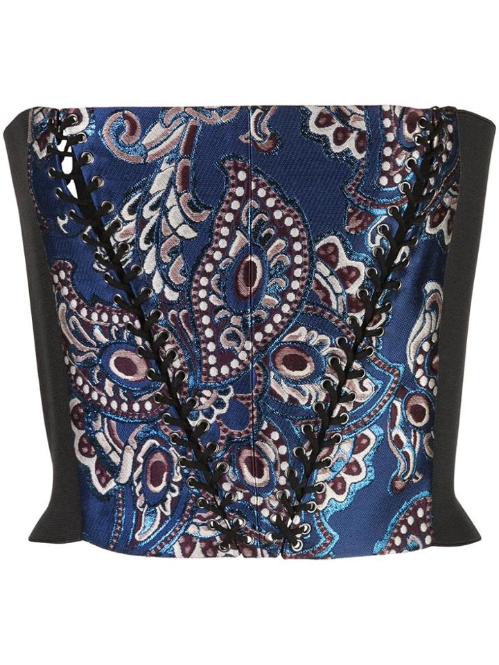 Vera Wang Baroque Pattern Bustier - Blue