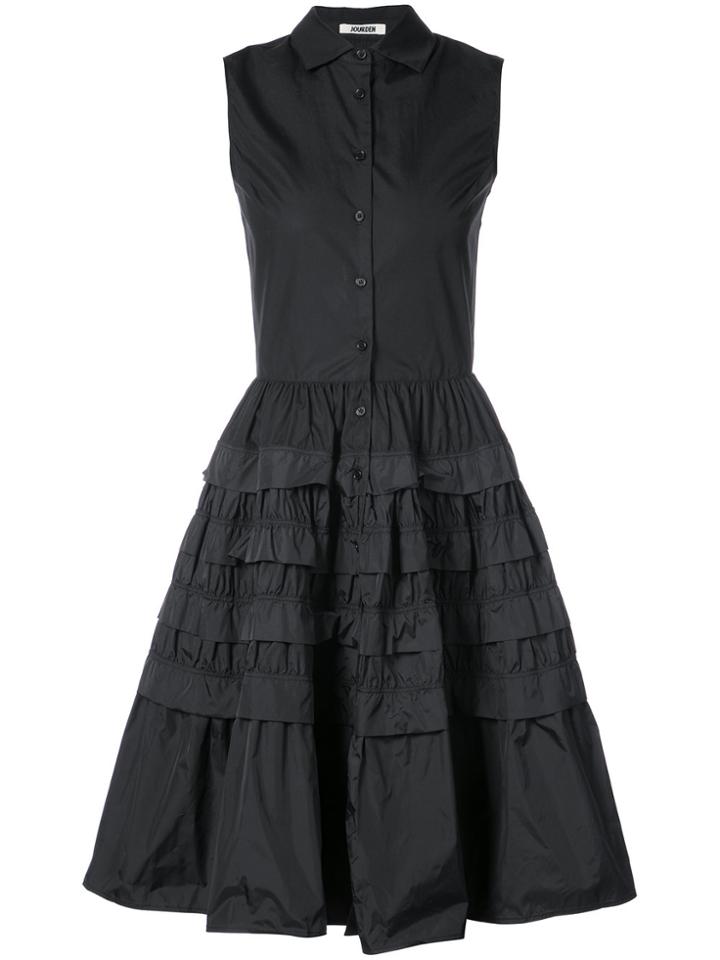 Jourden Layered Frill Shirt Dress - Black