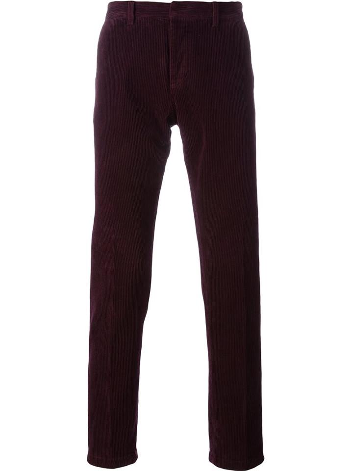 Ami Alexandre Mattiussi Corduroy Trousers, Men's, Size: Medium, Pink/purple, Cotton