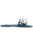 Miu Miu Pearl Embellished Sandals - Blue