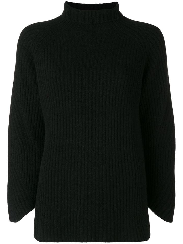 Philo-sofie Cropped Sleeve Turtleneck Sweater - Black