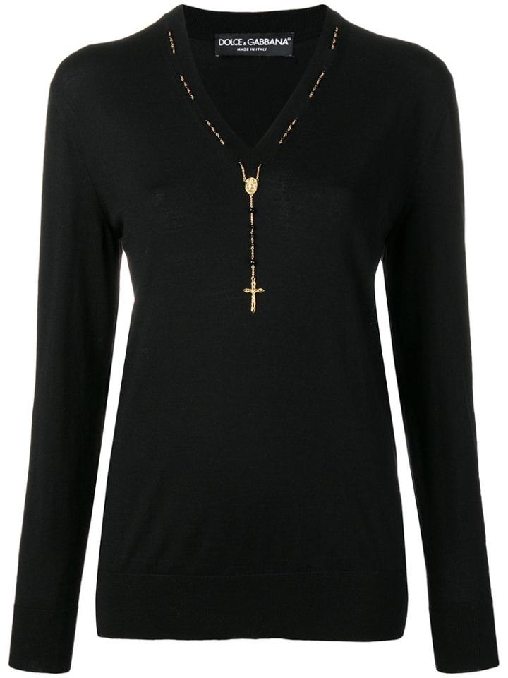 Dolce & Gabbana Crucifix Appliqué Jumper - Black
