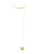 Chanel Pre-owned 2001 Brushed Logo & Ring Cuff - Gold