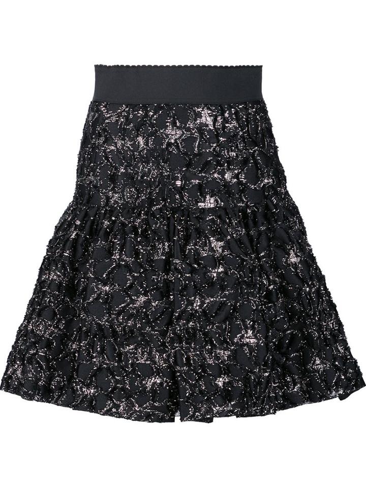 Dolce & Gabbana Metallic Cloqué Skirt, Women's, Size: 40, Black, Silk/polyamide/polyester/acetate