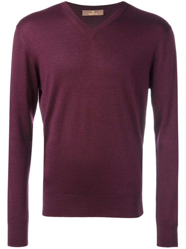 Cruciani V Neck Sweater - Red
