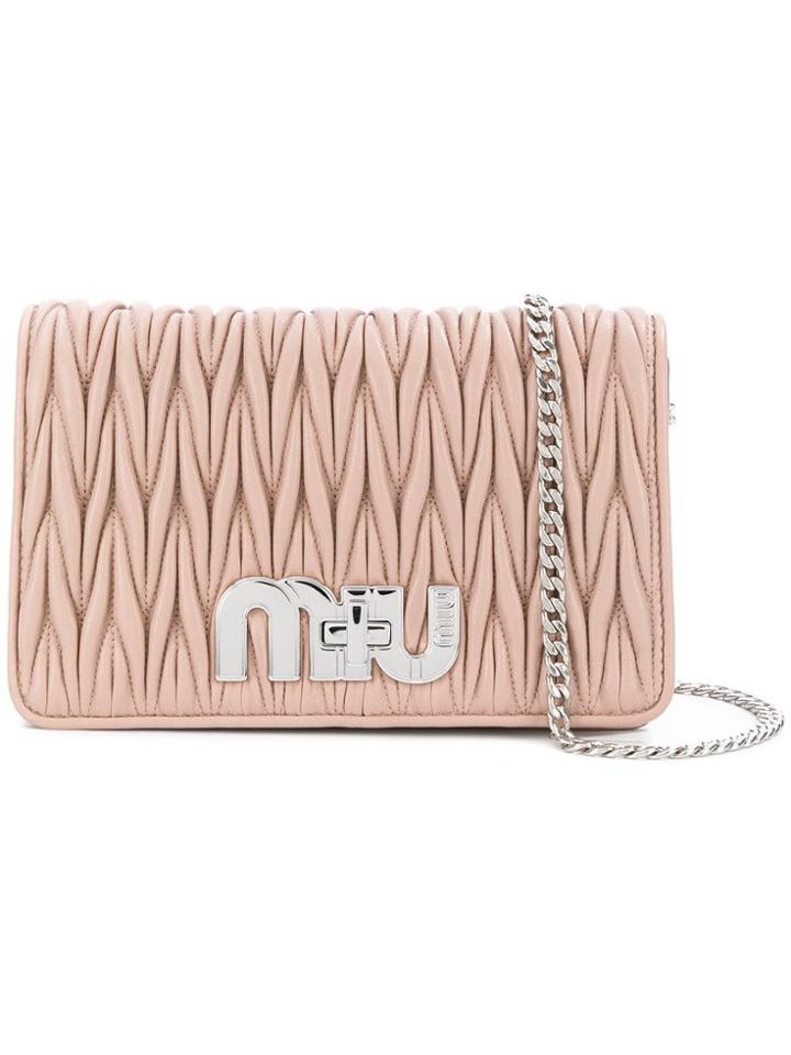 Miu Miu Quilted Logo Shoulder Bag - Pink & Purple