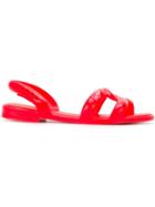 Melissa + Jeremy Scott Crossover Strap Sandals, Women's, Size: 37, Red, Pvc/rubber