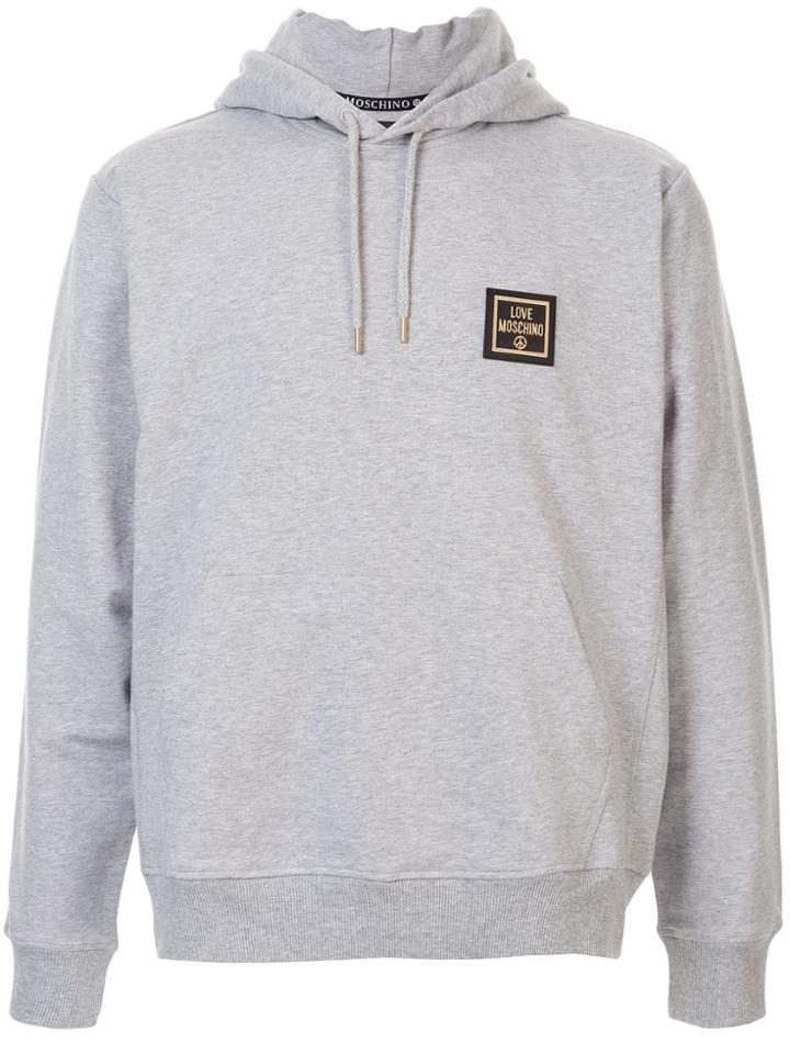 Love Moschino Logo Plate Hoodie - Grey