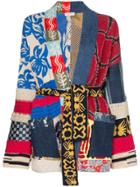 Etro Patchwork Collared Belted Cardigan - Multicoloured