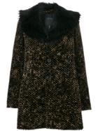 Marc Jacobs Textured Fur Collar Coat - Black