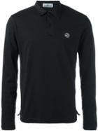Stone Island Longsleeved Polo Shirt, Men's, Size: Medium, Black, Cotton