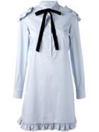 Vivetta Cut-off Shoulders Ruffled Dress, Women's, Size: 40, Blue, Cotton/spandex/elastane