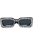 Gucci Eyewear - Pearl Embellished Sunglasses - Women - Acetate - 50, Black, Acetate