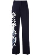 Victoria Victoria Beckham Floral Print Trousers, Women's, Size: 8, Blue, Silk/polyester/acrylic