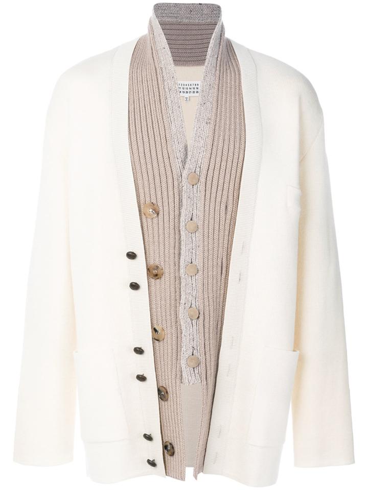 Maison Margiela Layered Placket Cardigan - Nude & Neutrals