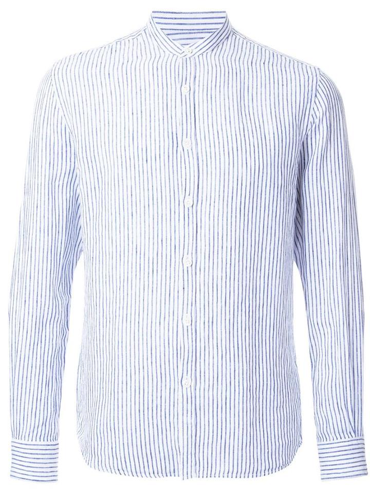 Venroy Band Collar Striped Shirt, Men's, Size: Small, Linen/flax