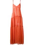 Daizy Shely Metallic Details Dress, Women's, Size: 40, Yellow/orange, Silk/polyester/acetate/polystyrene