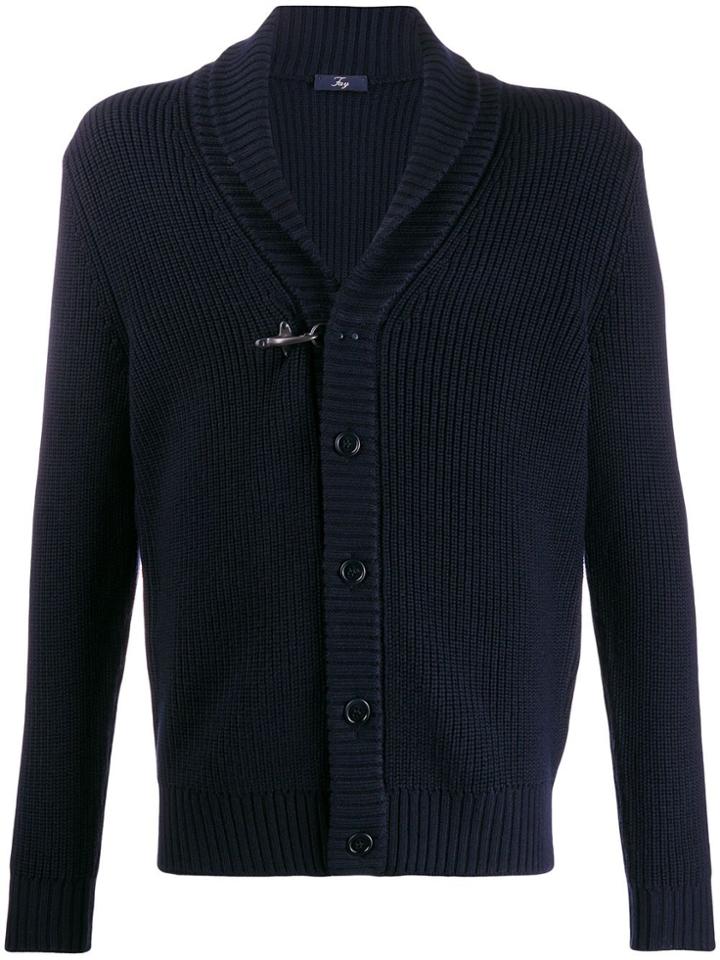 Fay Ribbed Style Cardigan - Blue