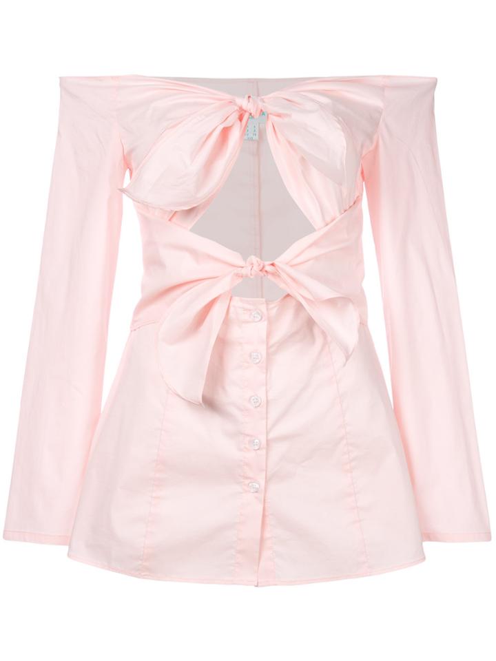 Jovonna Off Shoulder Bow Arket Shirt - Pink & Purple