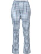 Rosie Assoulin Checked Cropped Trousers - Blue