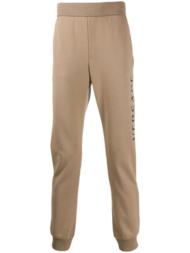 Versace Logo Printed Track Pants - Neutrals