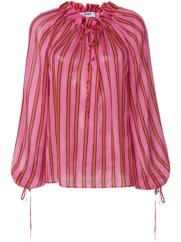Msgm Billowing Striped Blouse - Pink & Purple